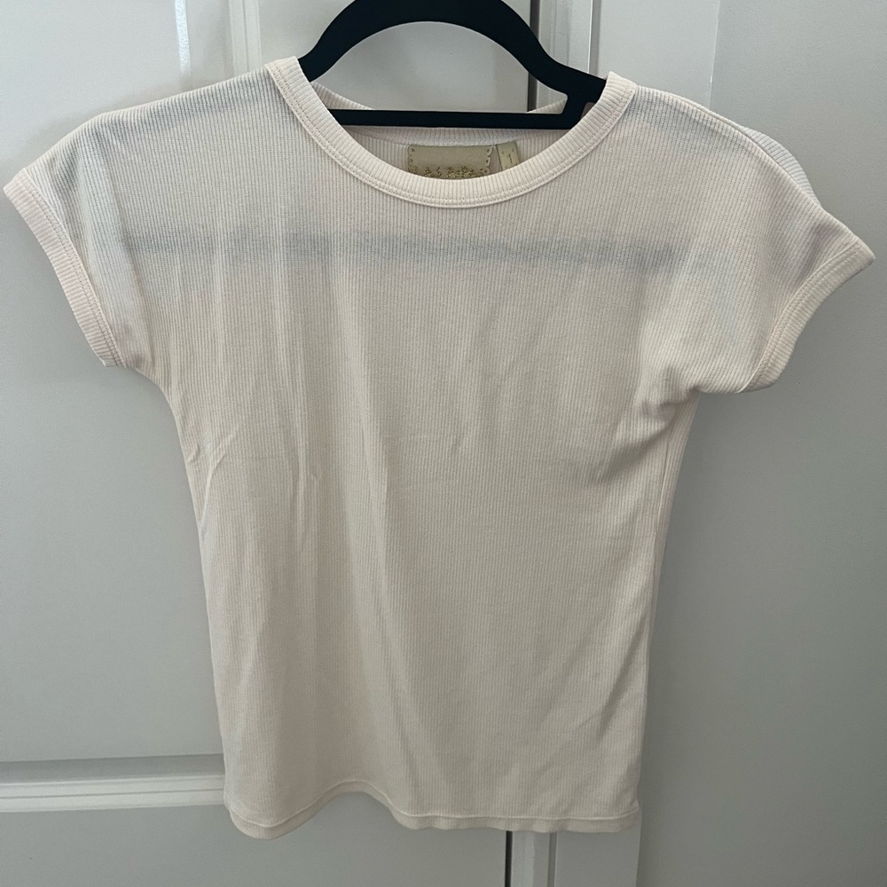 Las Pepas Cream Ribbed T-shirt